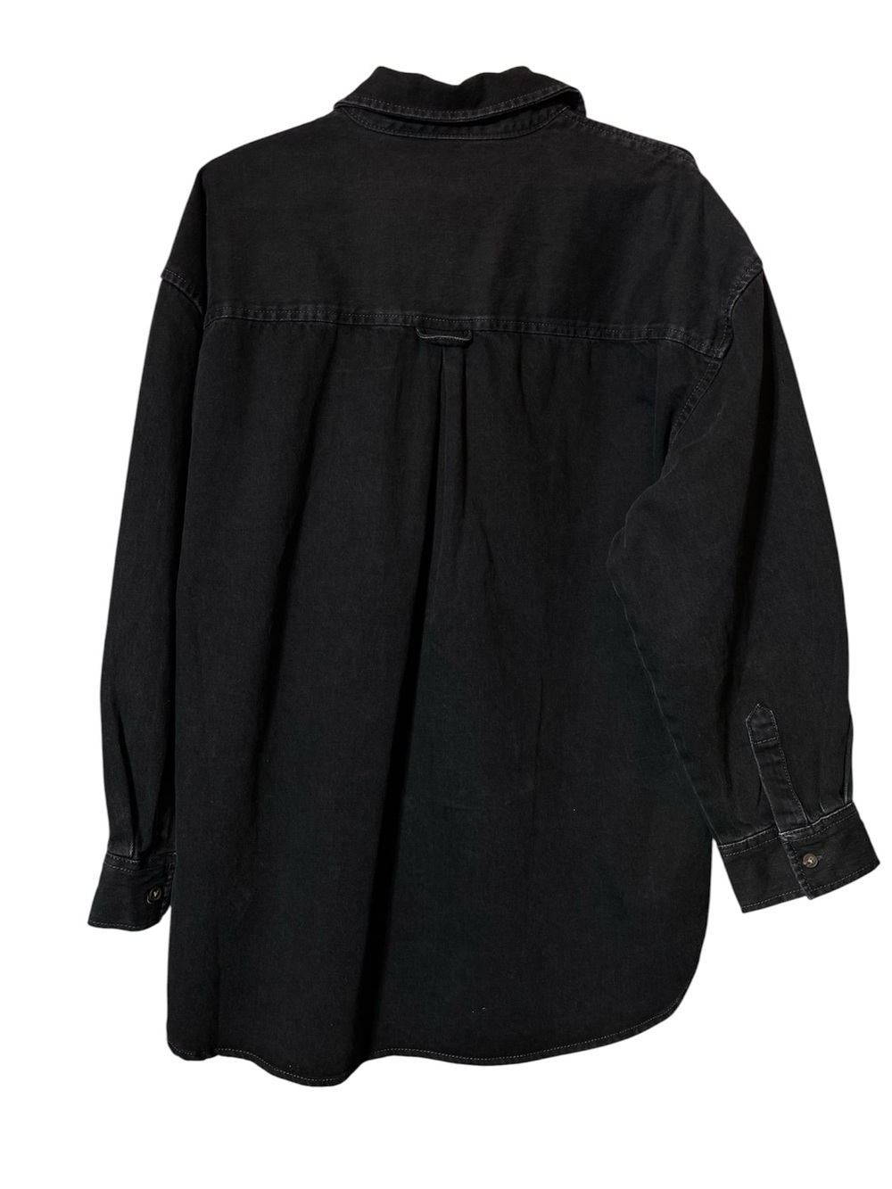 🆕 Black Denim Button Up Boyfriend Shirt Old Navy - Picture 5 of 9